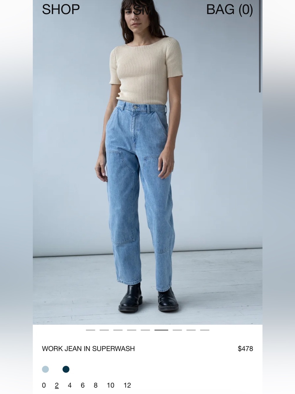 **ISO WORK JEAN in superwash size 0/2